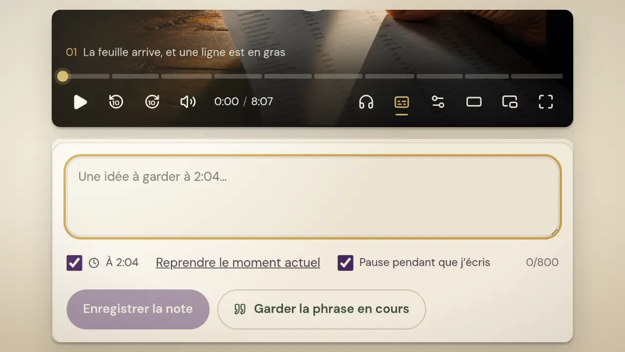 Une question vous vient pendant le film ? Elle se garde à la minute près, dans votre carnet.